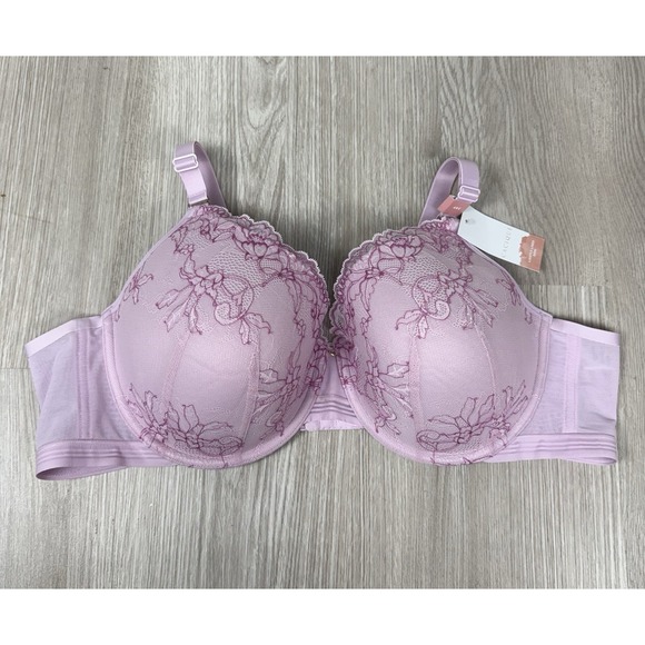 Cacique Other - NWT Cacique Pale Pink Sexy Floral Lace Lightly Lined Demi Underwired Bra 46C